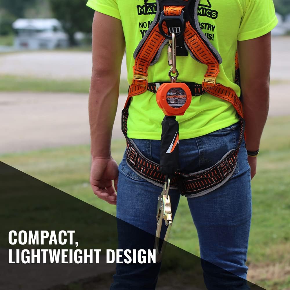 Malta Dynamics Pygmy Hog 6' Web Self Retracting Lifeline, YoYo Cable with Rebar Hook, Fall Protection Retractable Safety Harness Lanyard - OSHA/ANSI Compliant