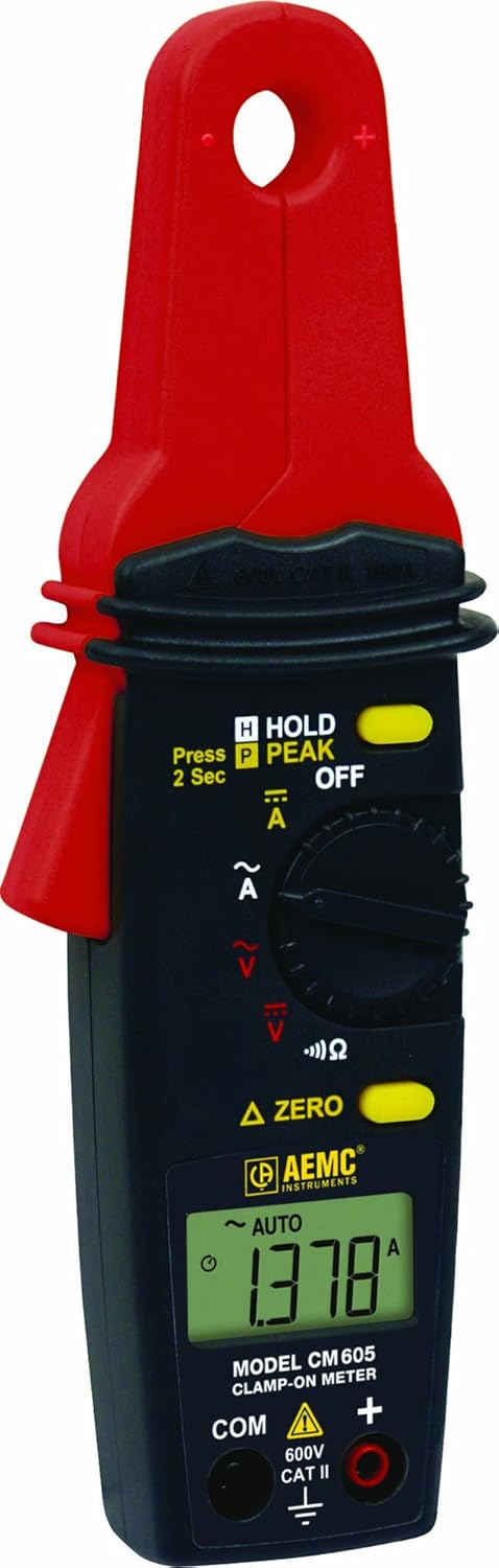 AEMC - 7000.02 CM605 Clamp-On Meter, 10 Kilohms Resistance, 600V RMS AC/DC Voltage, 100A AC/DC Current