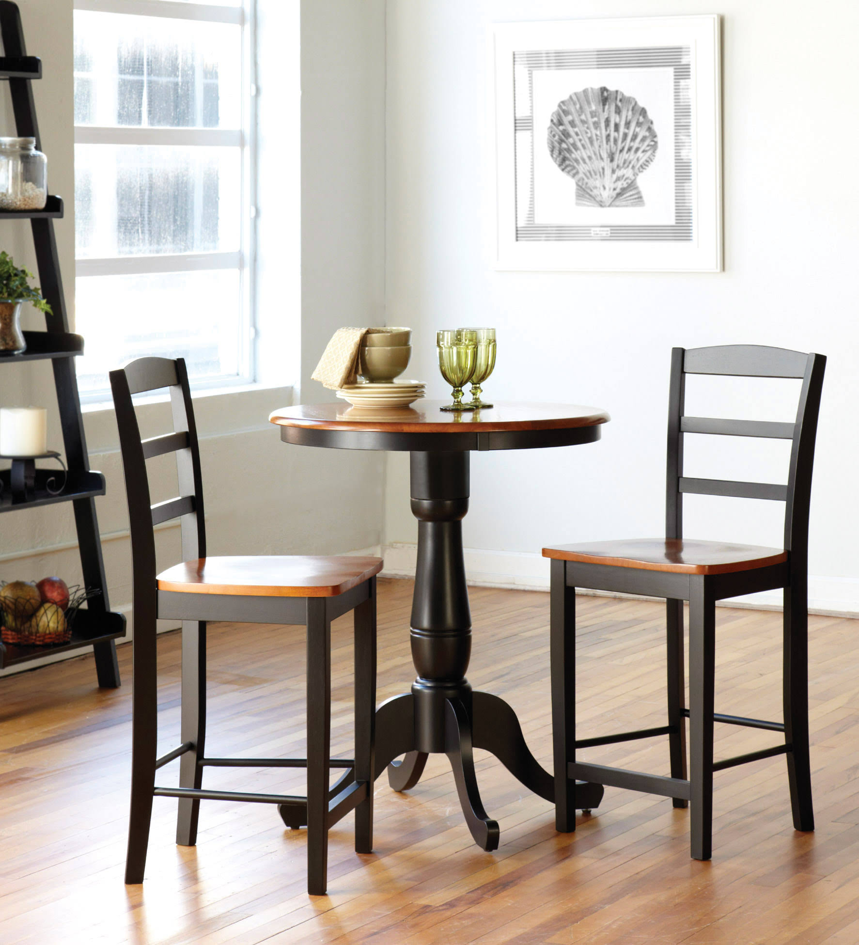 International Concepts K57-30RT-6B-402 Round Table Dining Set Black/Cherry