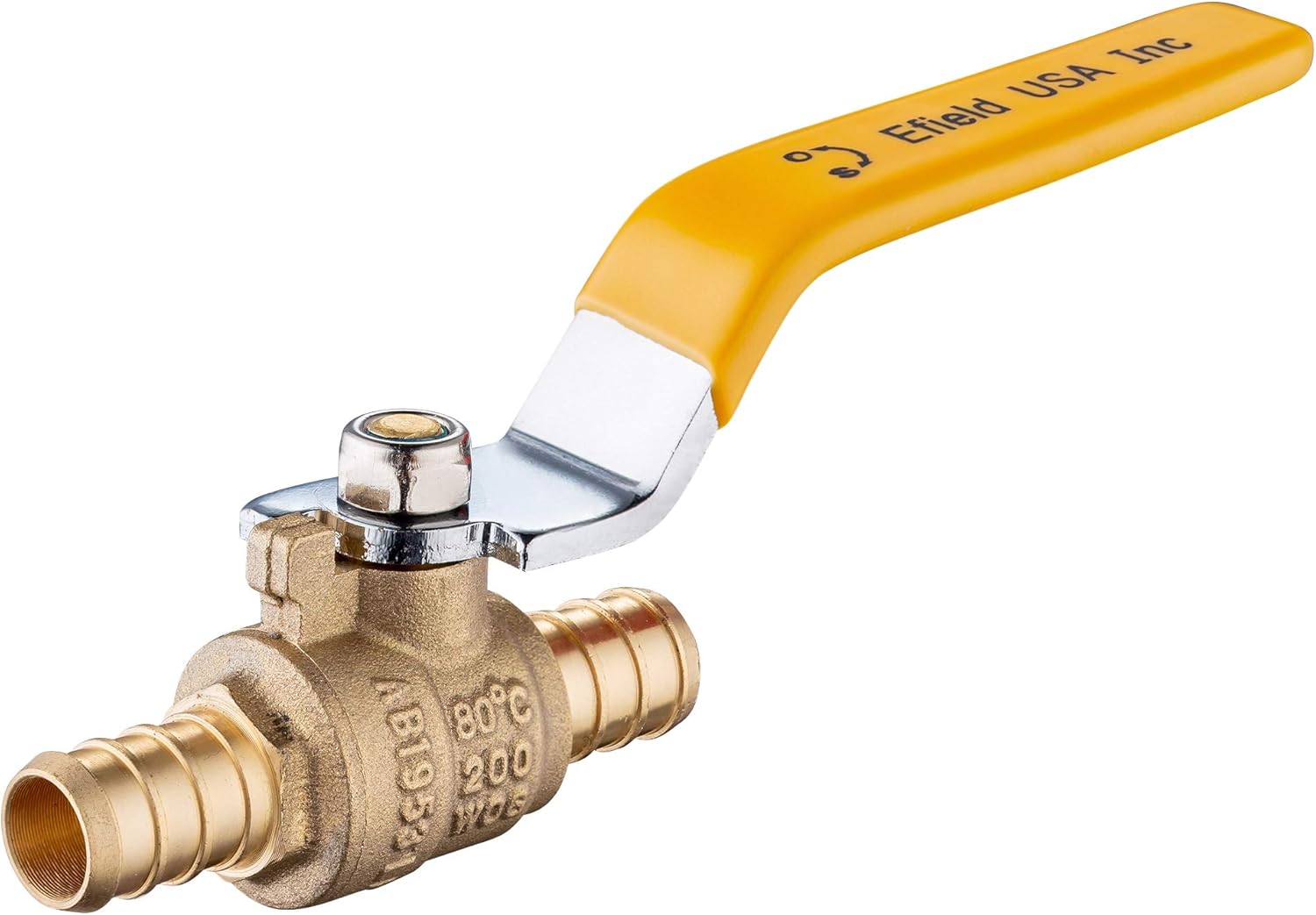 (Pack of 10) EFIELD 1/2 Inch Pex Brass Full Port Shut Off Ball Valve, Yellow Handle Lead Free Brass UPC Certified-10 Pieces Pack of 2