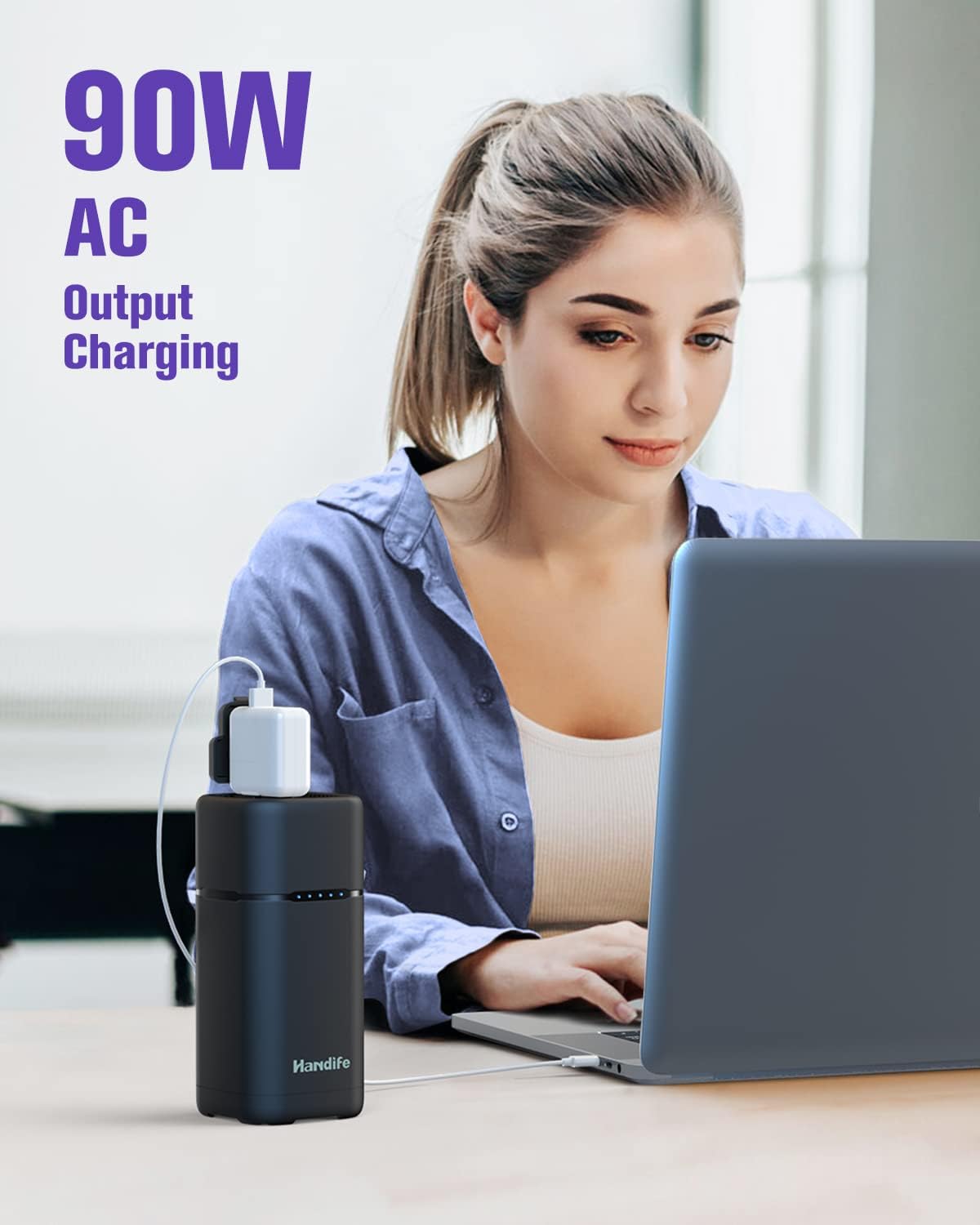 Handife Portable Laptop Charger AC Outlet 20000mAh Mini Generator Portable with 110V/90W(Peak 110W), USB PD 30W/QC 3.0, Home Camping Disaster Prevention Emergency Power Supply