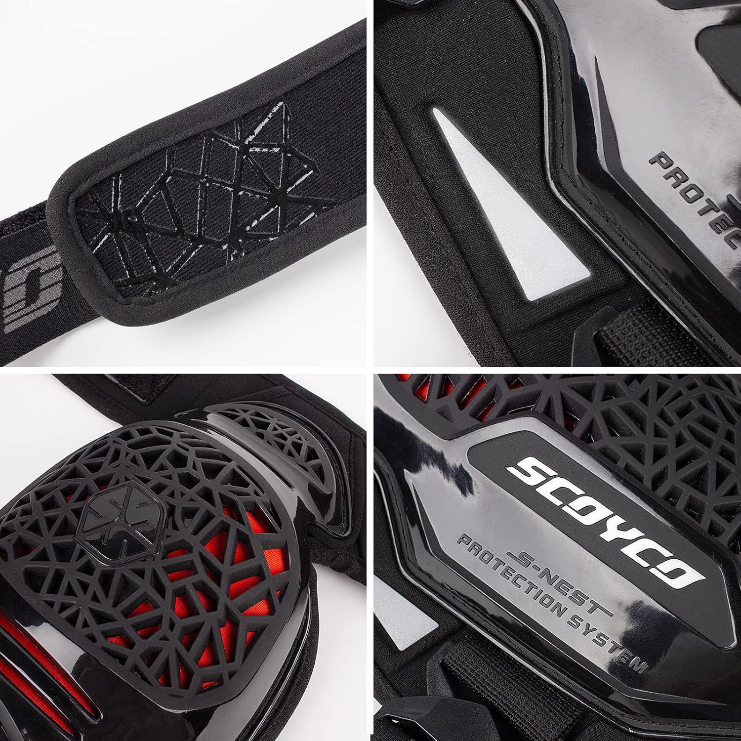 Scoyco 4pcs Motorcycle Knee Shin Guards Adjustable Elbow Guard Pads Crashproof Nonslip Knee Cap Pads Protector for Motocross Racing ATV Skating Protective Gear