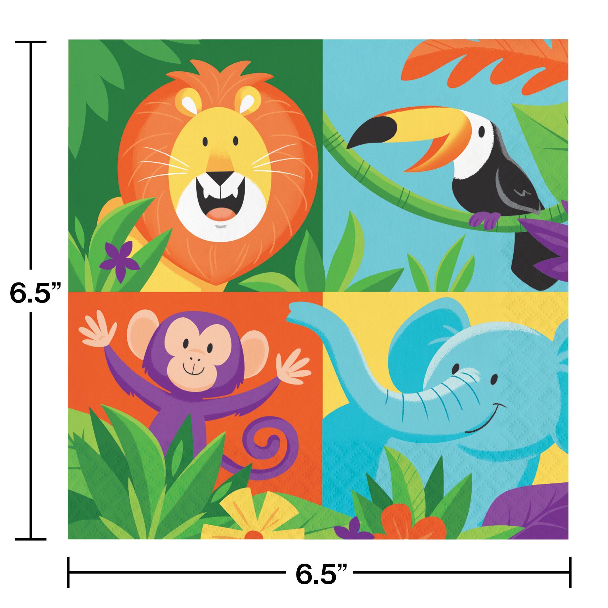 Club Pack of 192 Green and Orange Jungle Safari Themed 2-Ply Luncheon Napkins 12.75x22