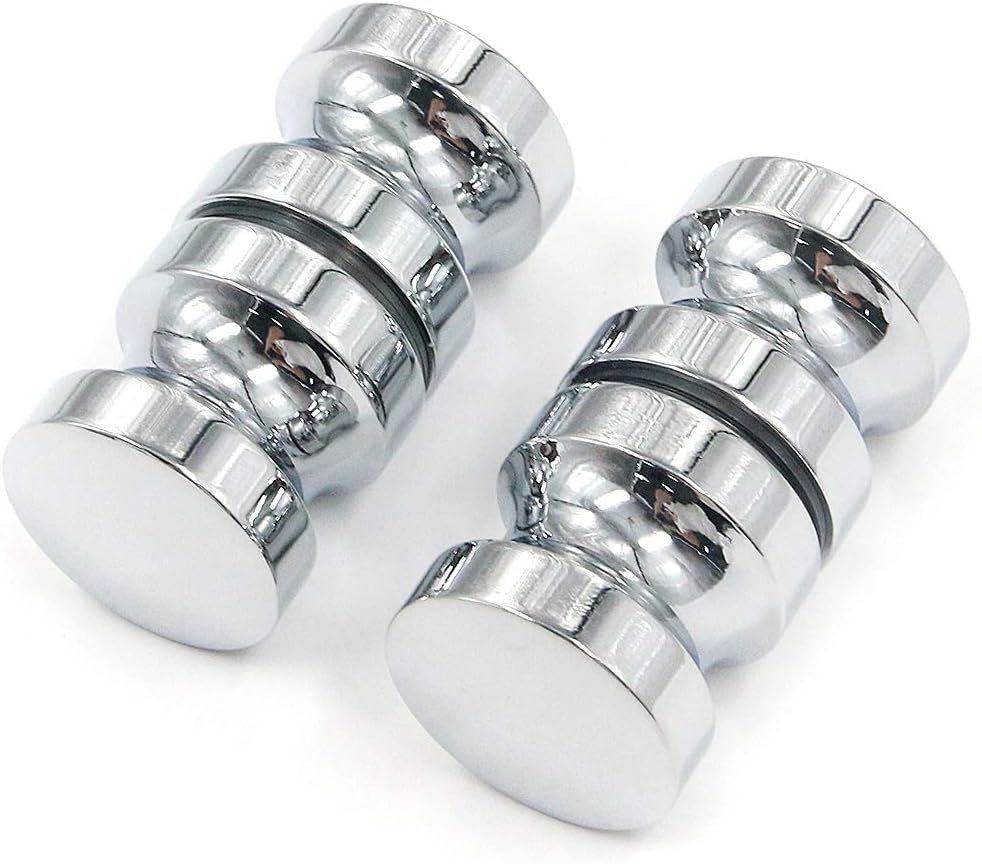 Antrader Shower Glass Door Solid Handles Double-Sided Bathroom Pull Knobs Back-to-Back Chrome Plated Handle, Pack of 2