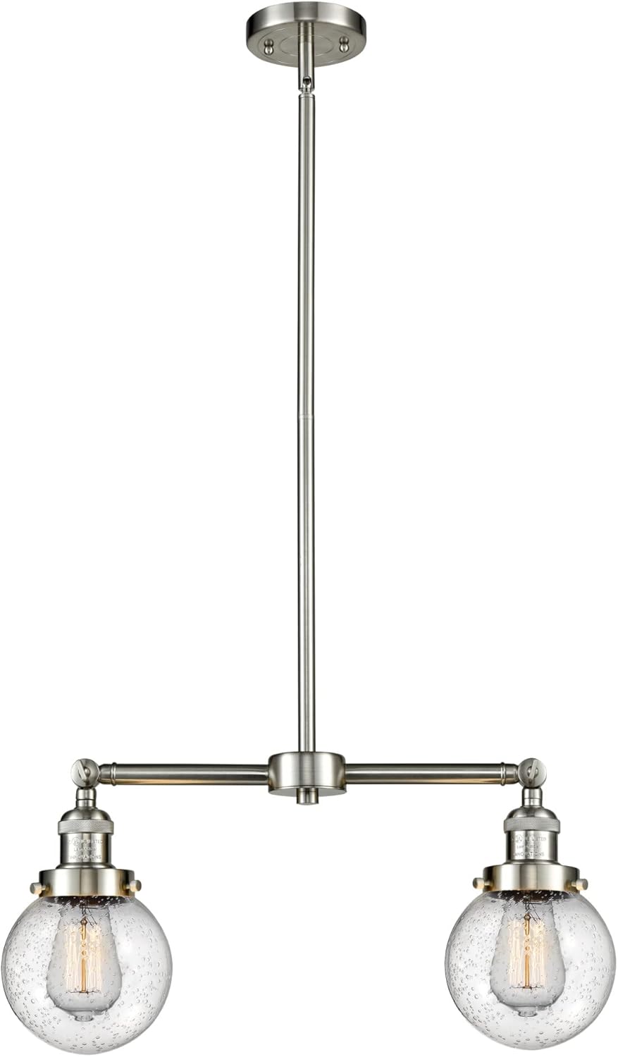 Innovations 209-AC-G204-6 2 Light Chandelier, Antique Copper