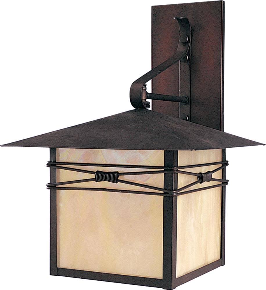 Maxim Lighting 8042IRBU One Light Burnished Iridescent Glass Wall Lantern Black