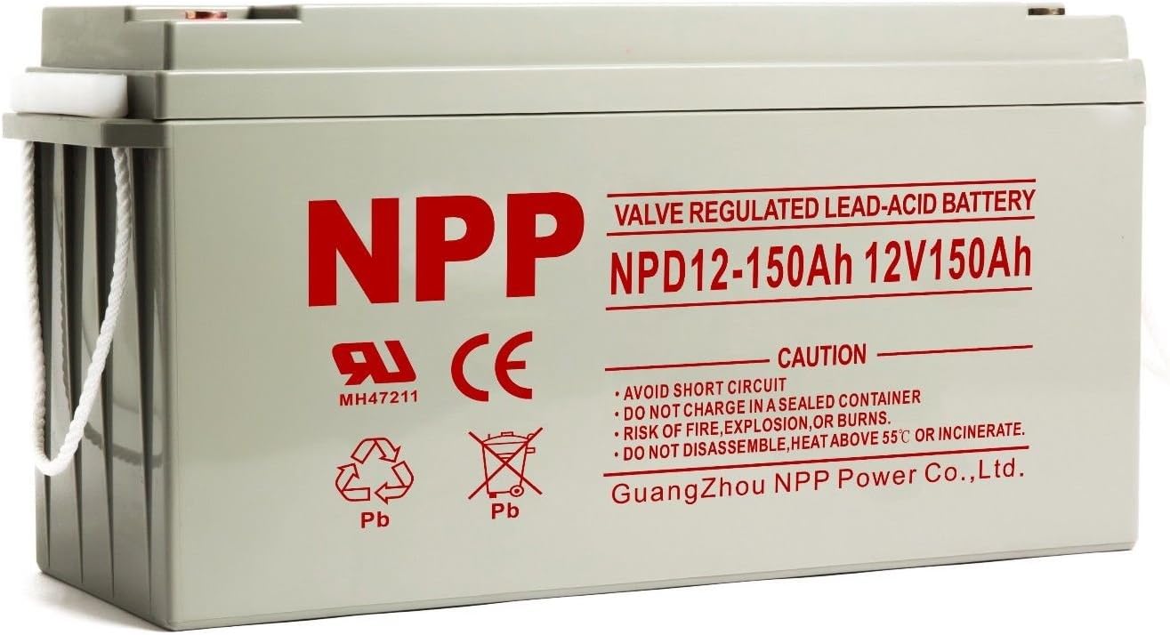 NPP NPD12-150Ah AGM Rechargeable Deep Cycle Sealed Lead Acid 12V 150Ah Battery with Button Style Terminals