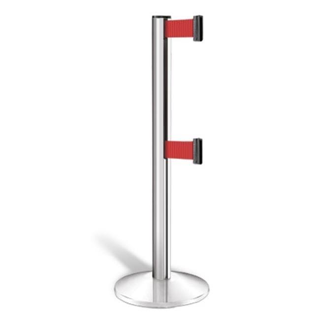 Lavi Industries 50-3000DL-CL-RD Beltrac 3000 7 ft. Double-Belted Crowd Control Post - Red