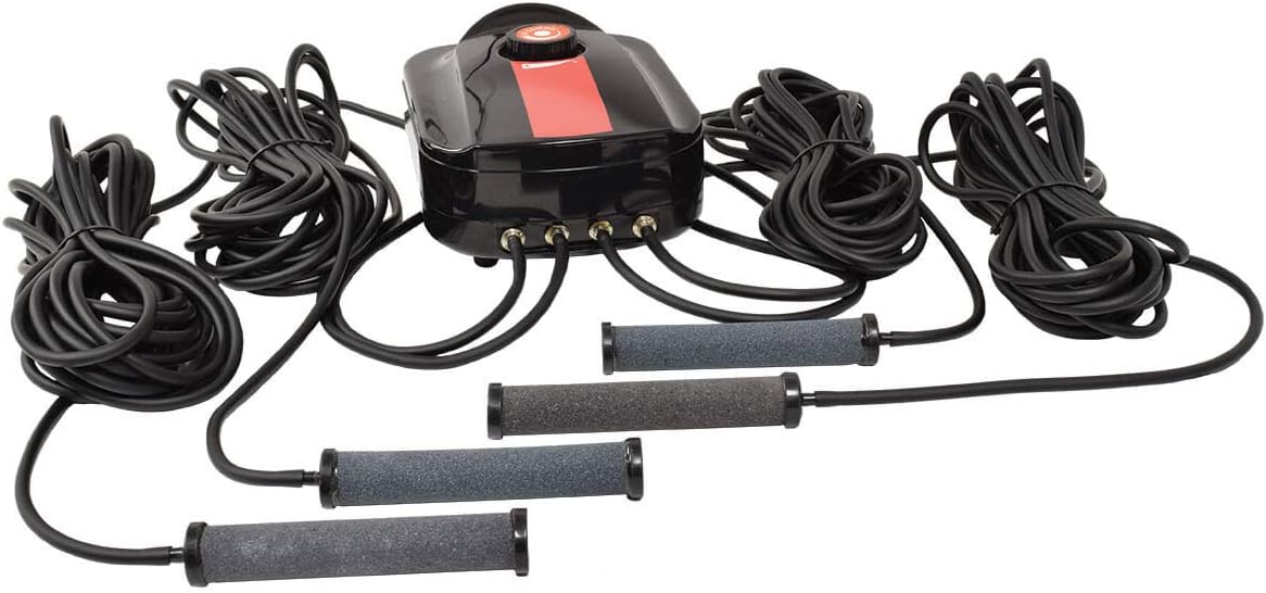 EasyPro+ CAS4 Quad Outlet Backyard Pond Aerator System and Deicer -Complete Oxygenation Kit for Water Gardens and Koi Ponds up to 3500 Gallons and 4 ft. Deep - Year Round Adjustable Flow Pond Air Kit Pack of 2