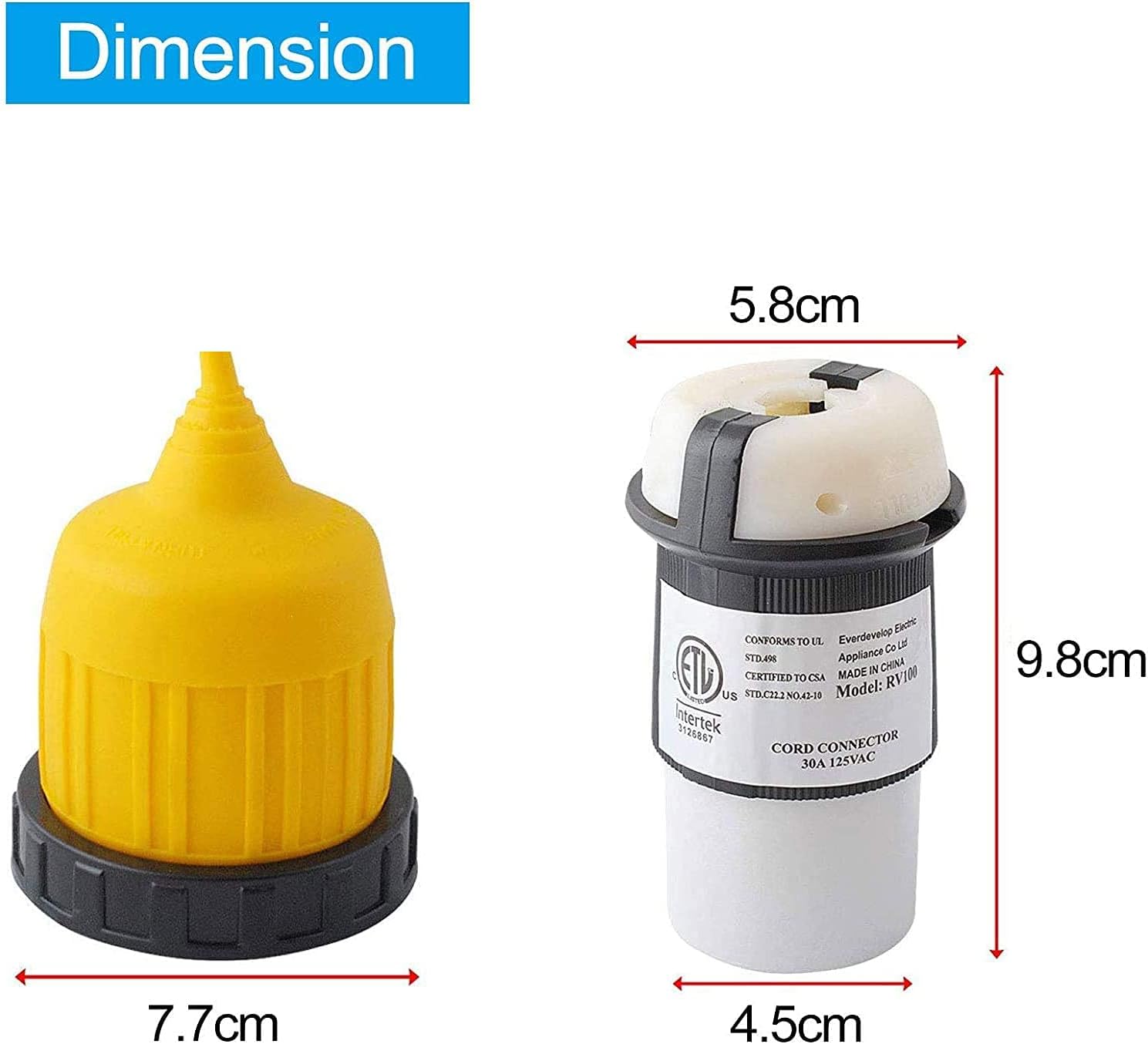 Podoy RV Power Inlet 125V 30 AMP Power Plug, Female Twist Locking Connector with Weatherproof Cover Boot Kit - Fits for RV Trailer Boat Caravan Camper Truck Yacht Power Cord