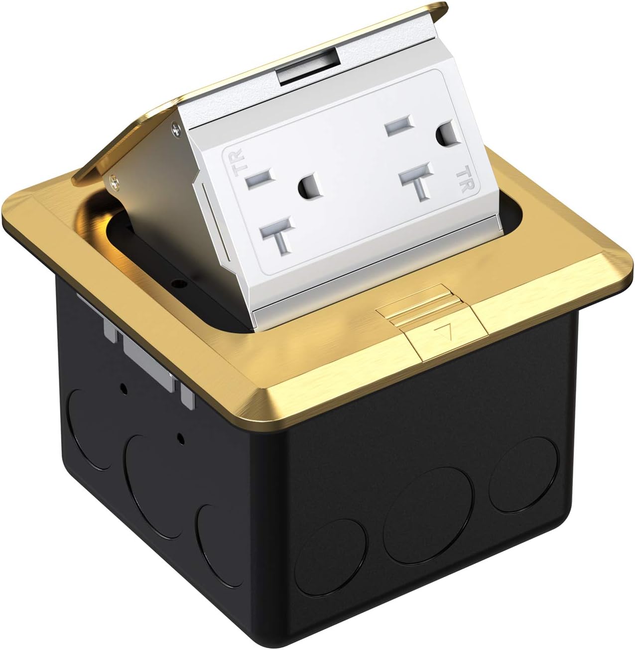 WEBANG Pop Up Floor Outlet Covers Box with 20 Amp Stainless Steel TR Receptacle Outlet (Silver) Pack of 2