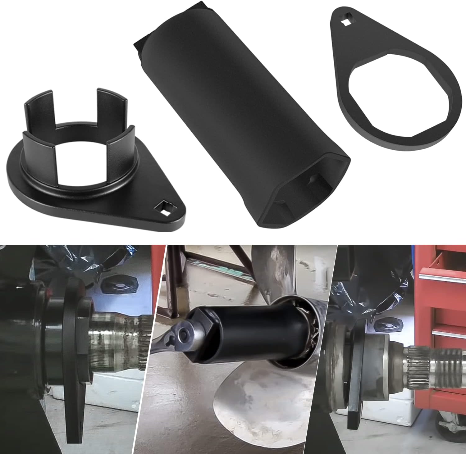 Bearing Carrier Retainer Nuts Installs & Removes Tool 91-8053741 & Propeller Prop Nut Socket Wrench Tool 91-805457T1 & Blackhawk Drive Bearing Carrier Tool 91-805374 for Mercruiser Bravo III Three 3