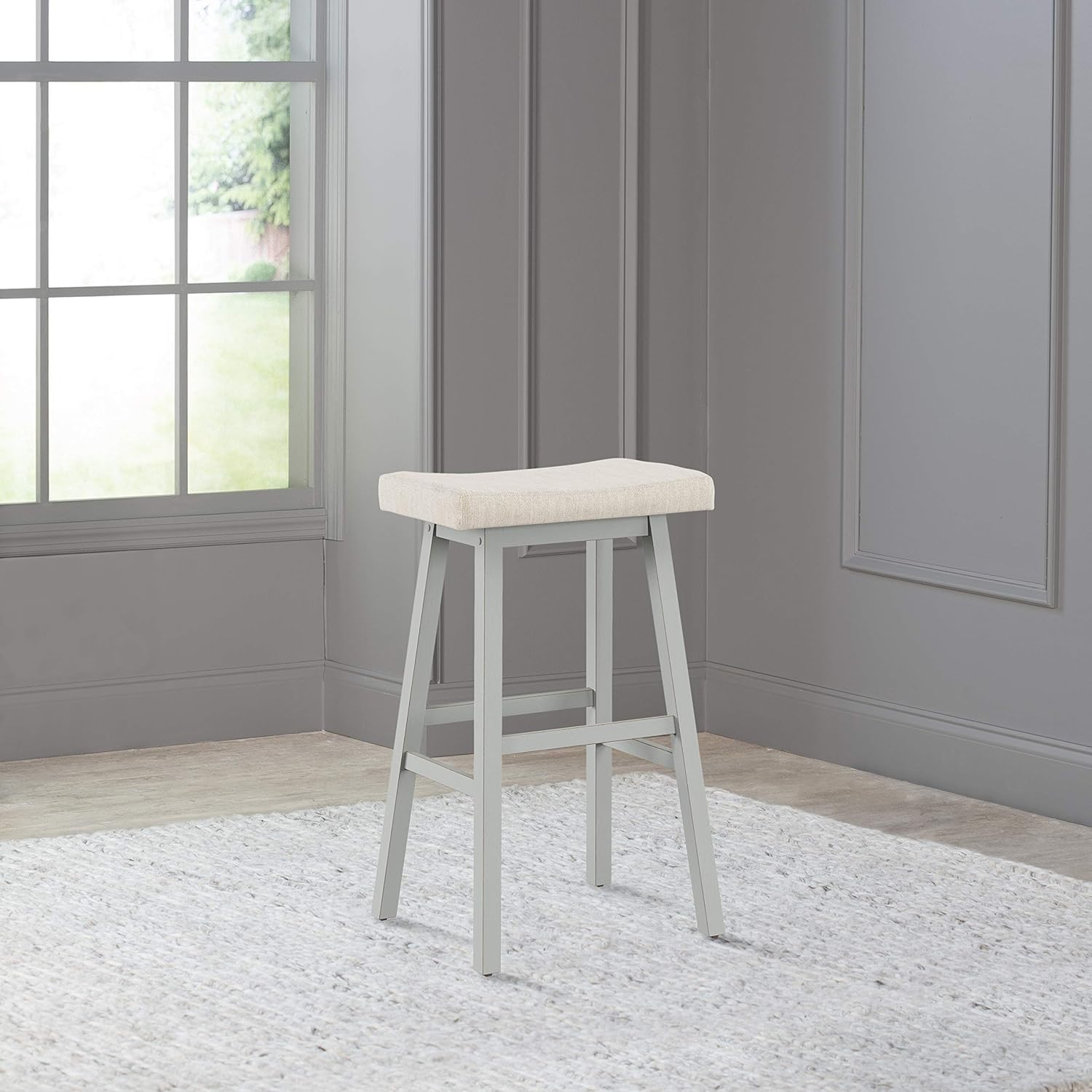 Hillsdale Moreno Backless Stool, Barstool, Blue Gray Pack of 2
