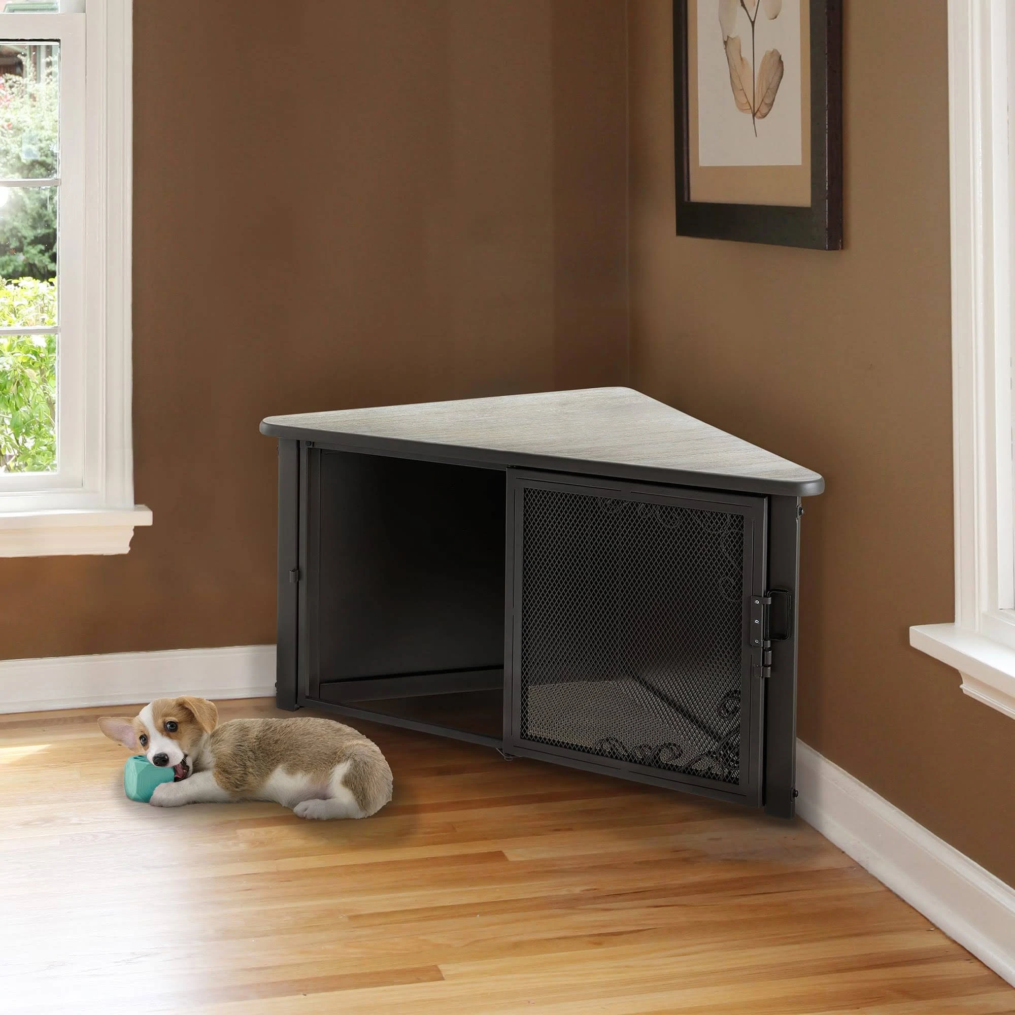 Richell Accent Corner Table Pet Crate Small