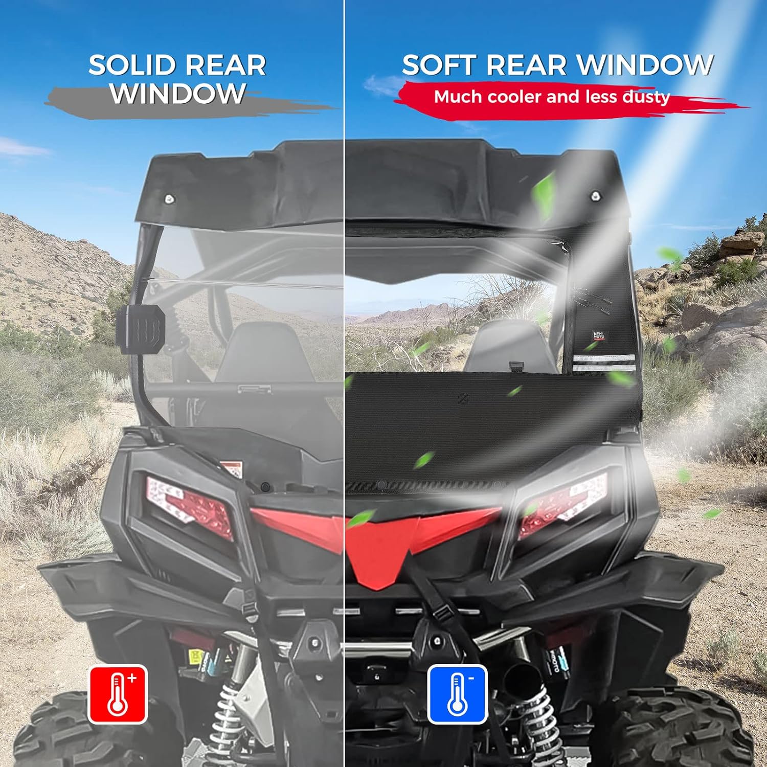 ZForce 800 Rear Window kemimoto UTV Back Soft Windshield with Transparent Film Compatible with CFMOTO ZForce 800 Winshield / ZForce 500 / ZForce 1000