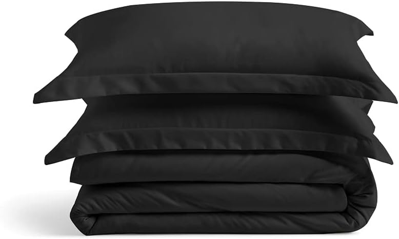 Cosy House Collection Luxury Bamboo Duvet Cover Set 2-Piece - Ultra Soft Bedding - Zippered Comforter Protector, Includes 1 Pillow Sham - Twin/Twin XL - Black