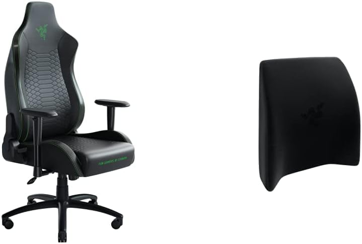 Razer Iskur X Ergonomic Gaming Chair: Ergonomically Designed for Hardcore Gaming - Multi-Layered Synthetic Leather - High-Density Foam Cushions - 2D Armrests - Steel-Reinforced Body - Black/Green