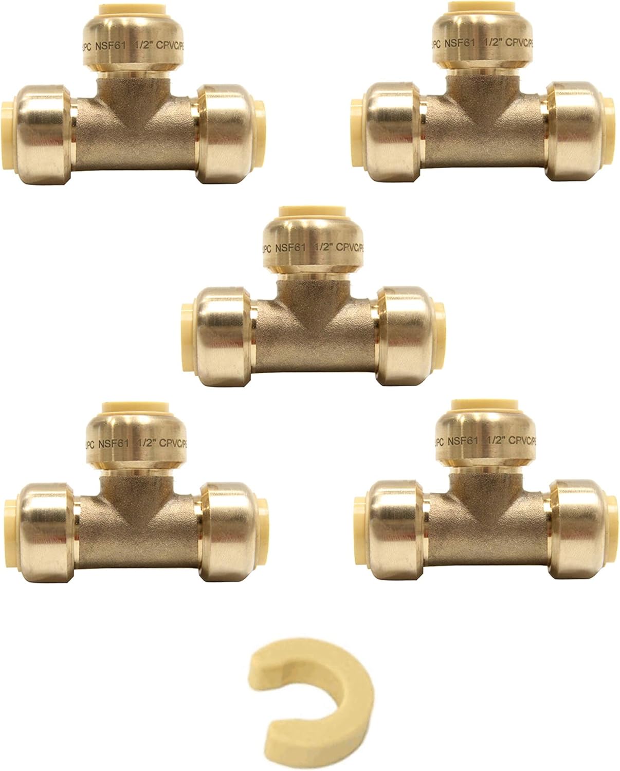 (Pack of 2) EFIELD 3/4 Inch Tee Push-Fit Fitting to Connect Pex, Copper, CPVC, Lead Free