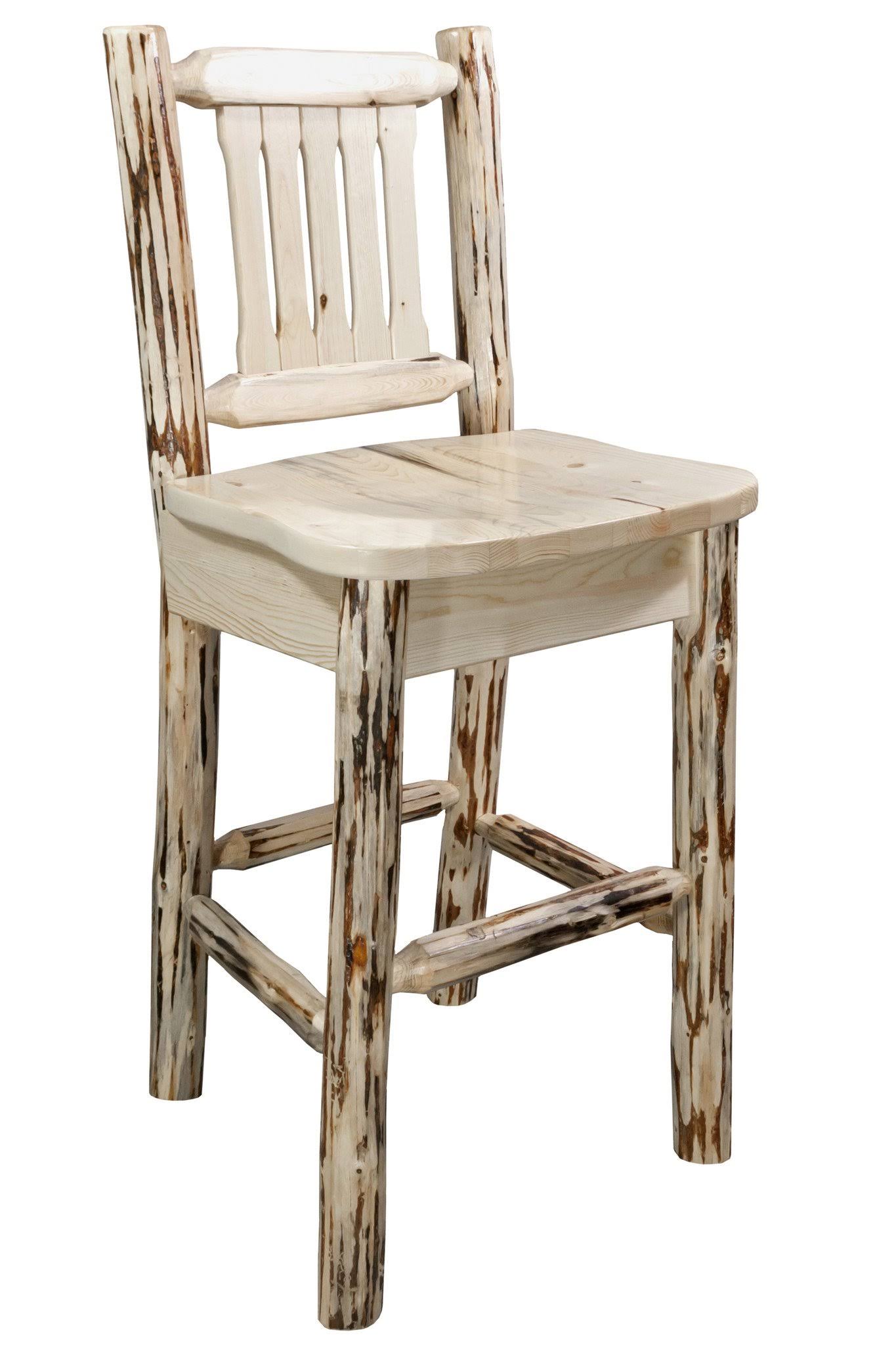 Montana Woodworks MWBSWNR Montana Ready to Finish Barstool with Back u0026 Ergonomic Wooden Seat