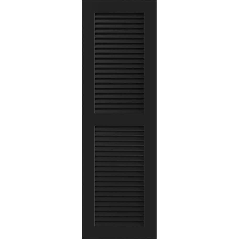 Ekena Millwork CWL12X061BLC 12x22W x 61x22H Exterior Composite Louvered Shutters (Per Pair), Black