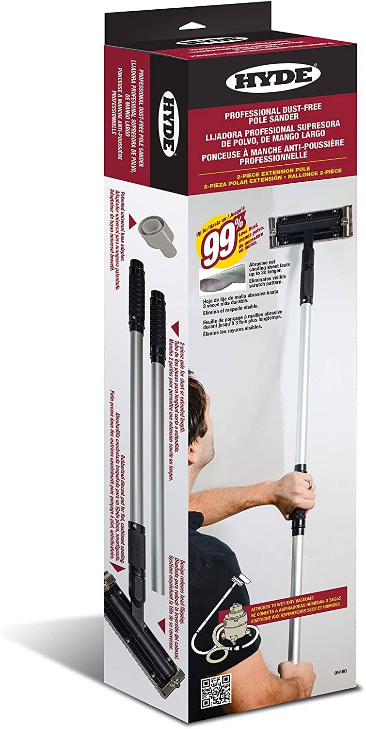 Hyde 09180 Dust-Free Vacuum Sander, Professional with Pole
