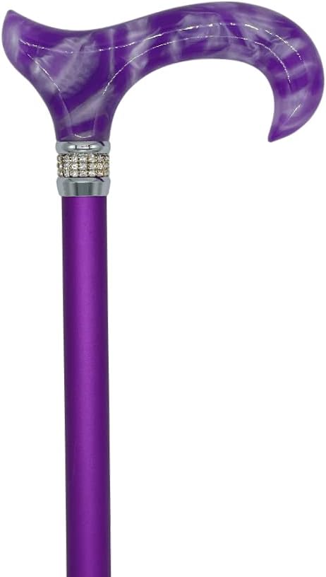 Classy Walking Canes Adjustable Purple with Rhinestone Collar 31-38” Adjustable Height Cane with Aluminum Shaft. Pack of 2