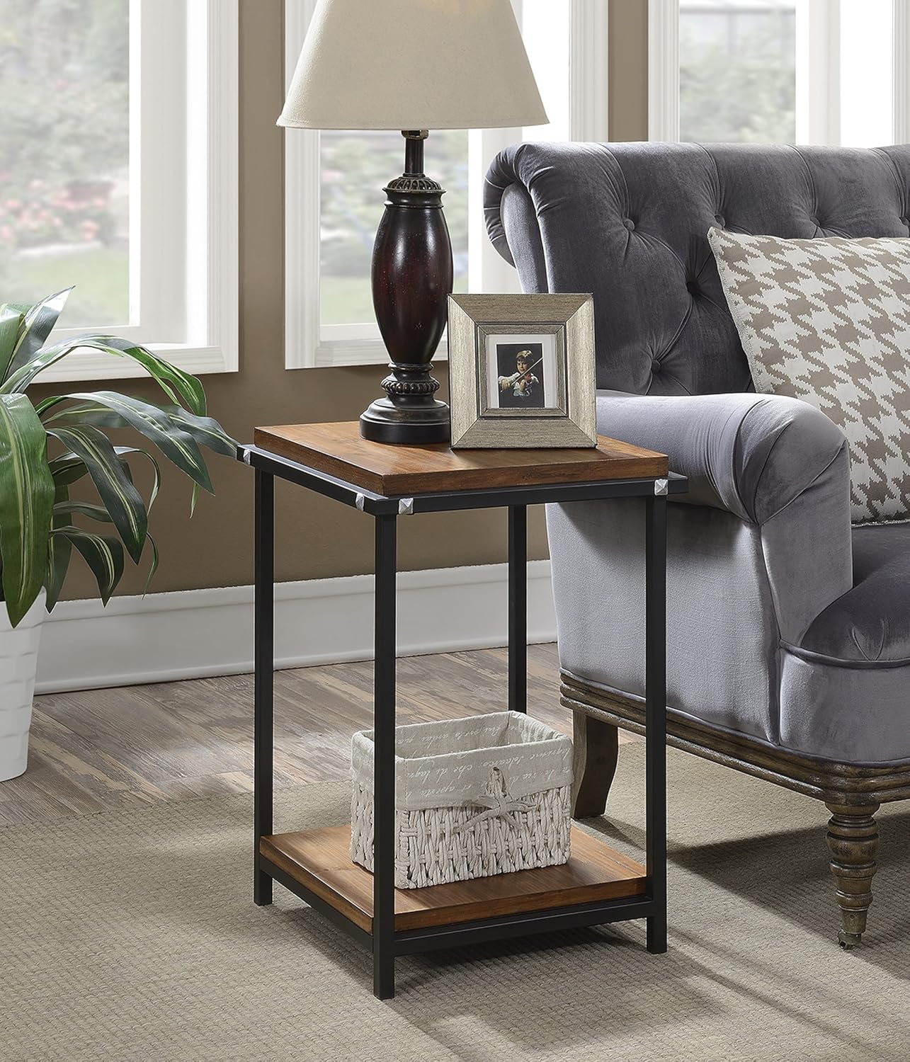 Convenience Concepts Nordic Square End Table, Walnut / Black