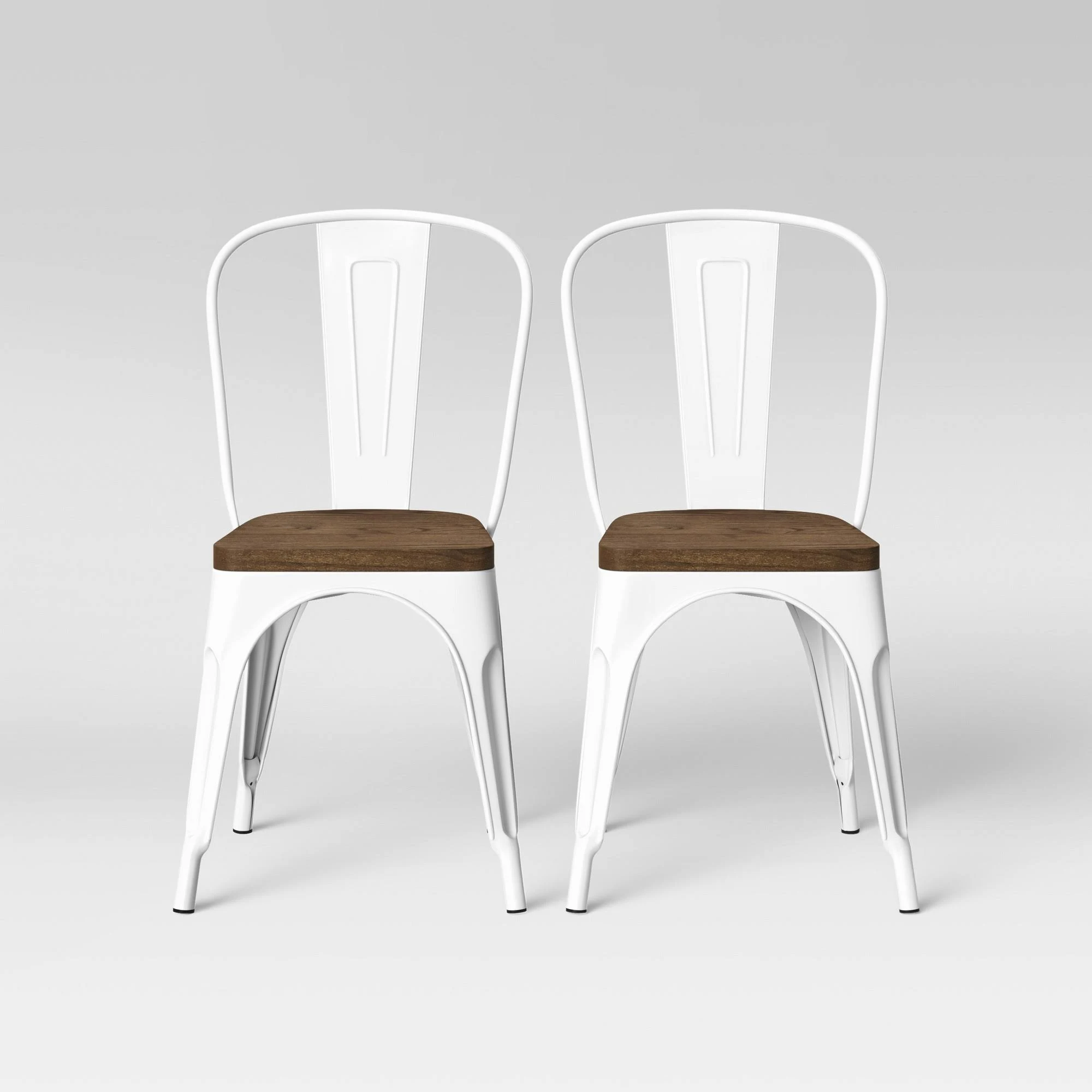 Carlisle High Back Wood Seat Dining Chair in Matte White - Set of 2