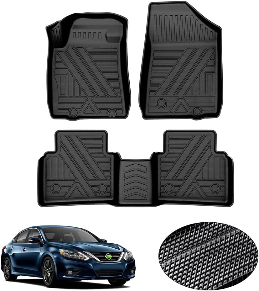 KUST Custom Fit Floor Mats for Nissan Altima 2013 2014 2015 2016 2017 2018 All Weather Floor Mat Liners 1st and 2nd Row Seat Carpet Liner Black Non-Slip