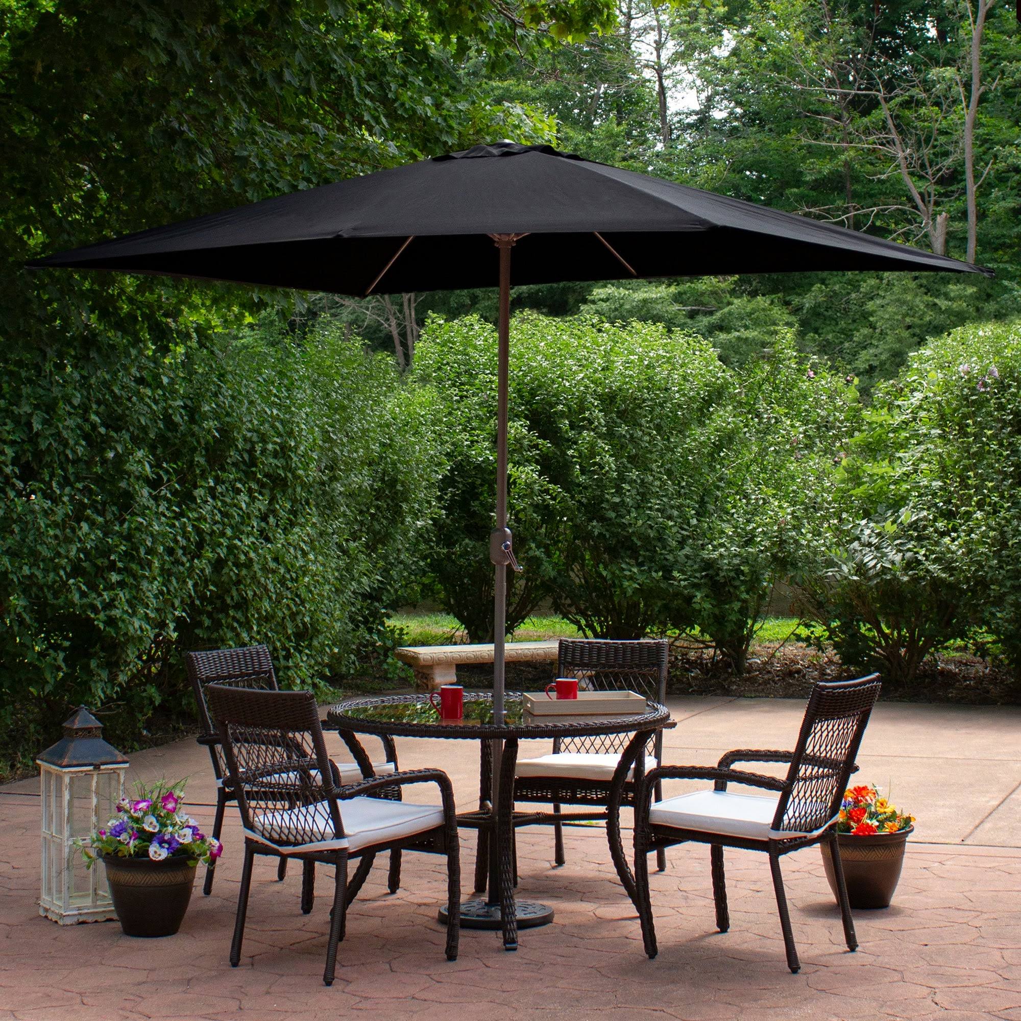 Northlight 10& x 6.5& Outdoor Patio Market Umbrella with Hand Crank - Black