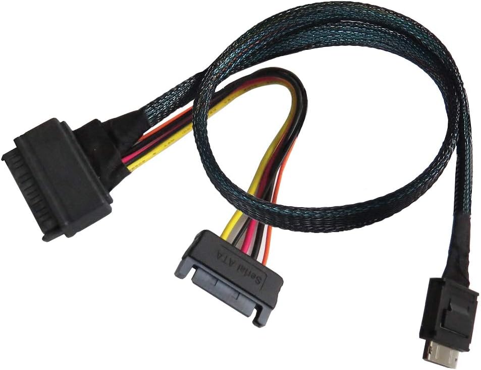 PCIe Gen 4 16 GT/s OCulink (SFF-8611) to U.2 (SFF-8639) Cable Pack of 2