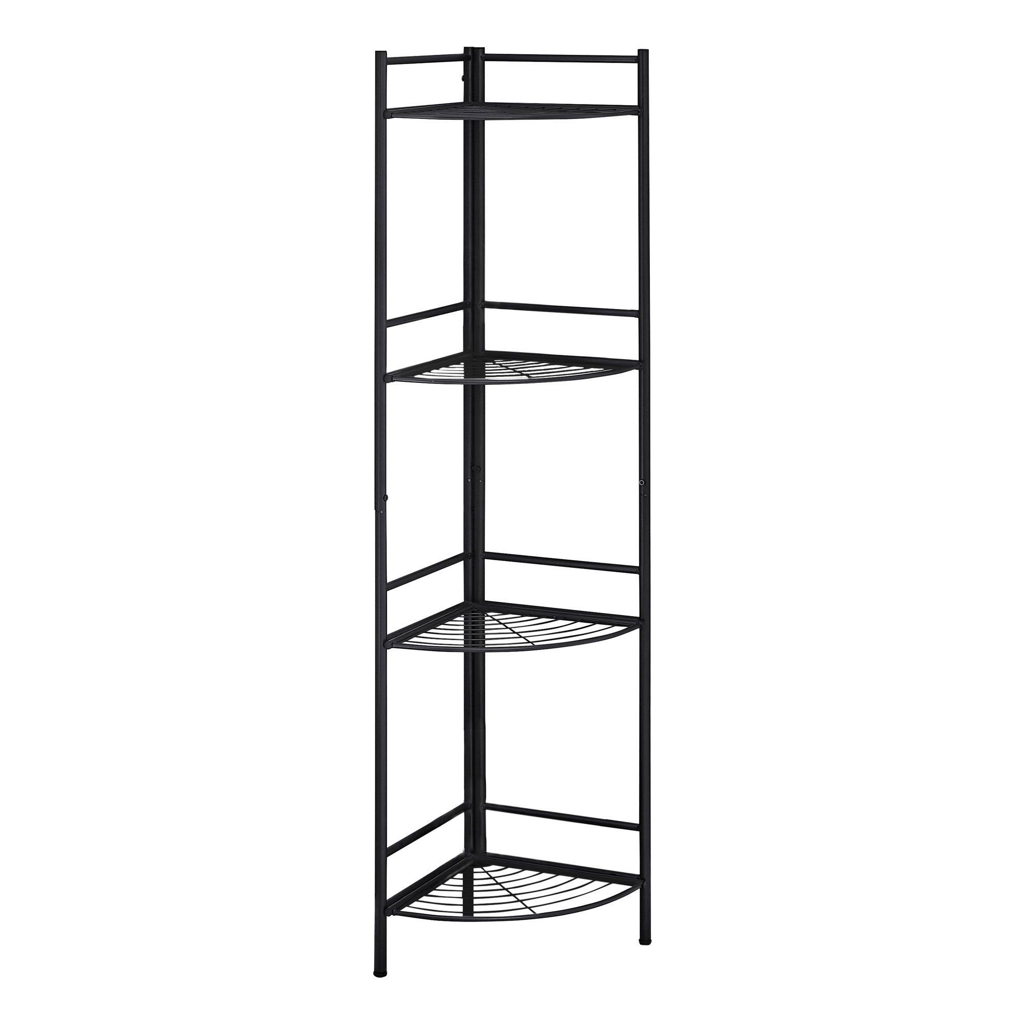 18.5x22 x 13.5x22 x 57.75x22 Black Metal Corner Etagere Bookcase