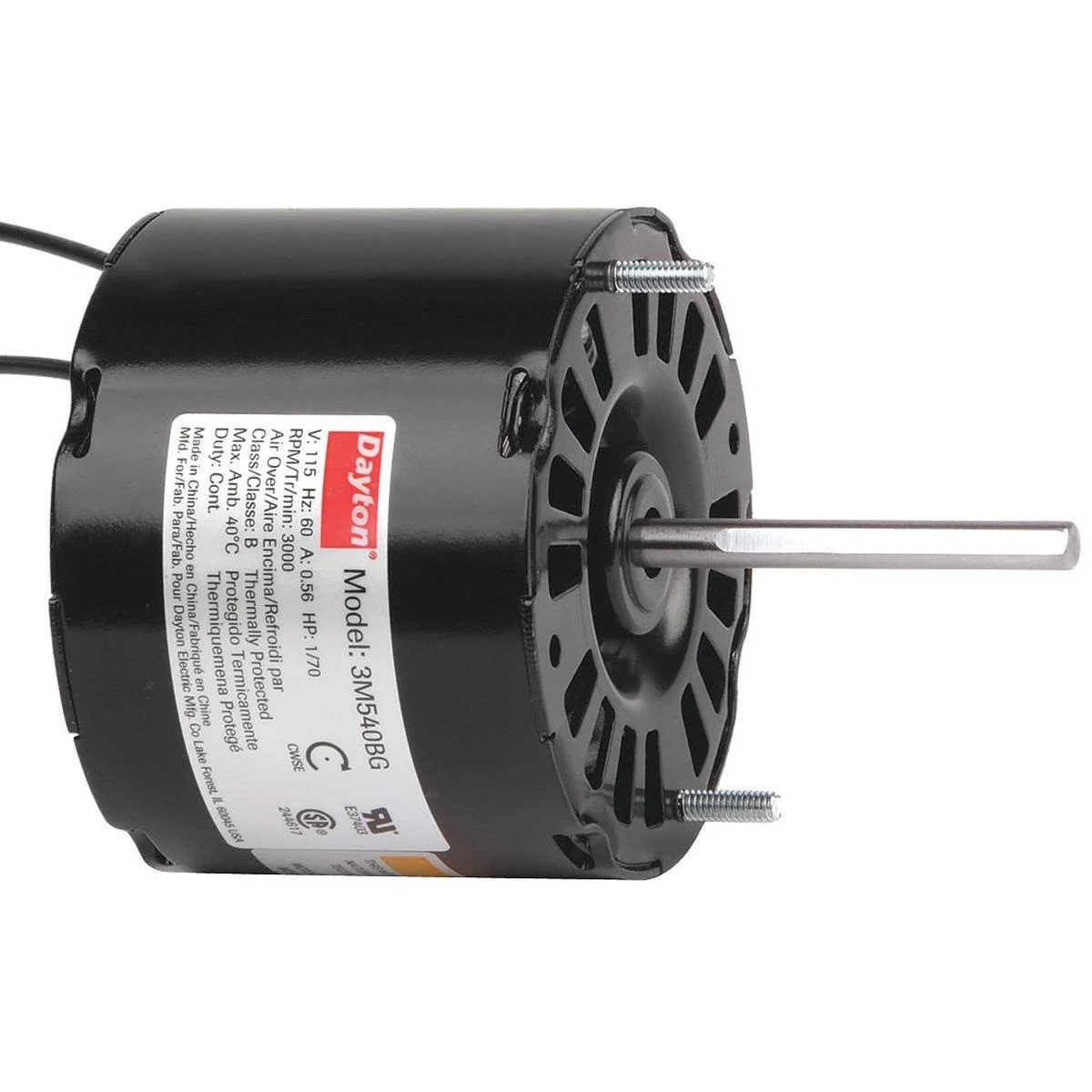 Dayton 71213795M HVAC Motor,1/70 HP,3000 rpm,115V,3.3