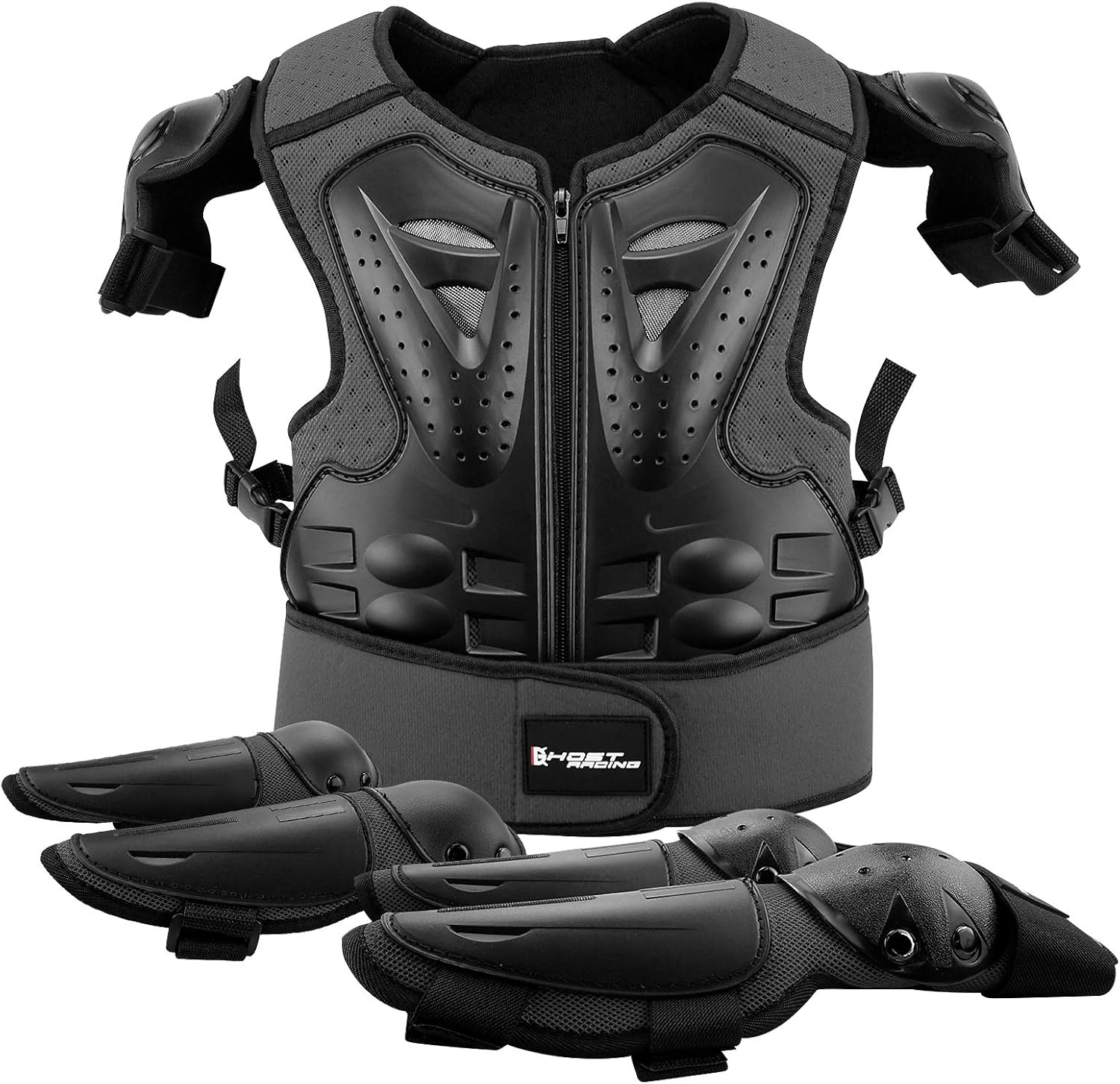 Kids Motorcycle Armor Suit Dirt Bike Gear Riding Protective Chest Spine Back Protector Shoulder Arm Elbow Knee Protector Pads for Cycling Skateboard,Skiing,Skating,Off-road