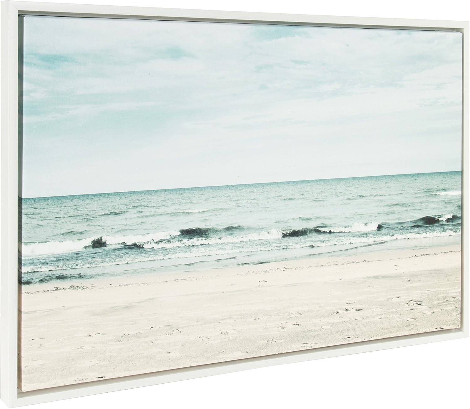 Kate and Laurel Sylvie Beach 2 Framed Canvas by F2 Images 23x33 White Pack of 2