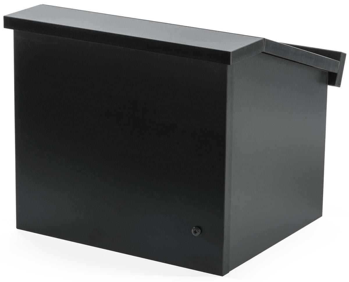 Displays2go 12.6 inchh Tabletop Portable Podium, Folding, Angled Surface with Lip, Hollow Storage Area, Black