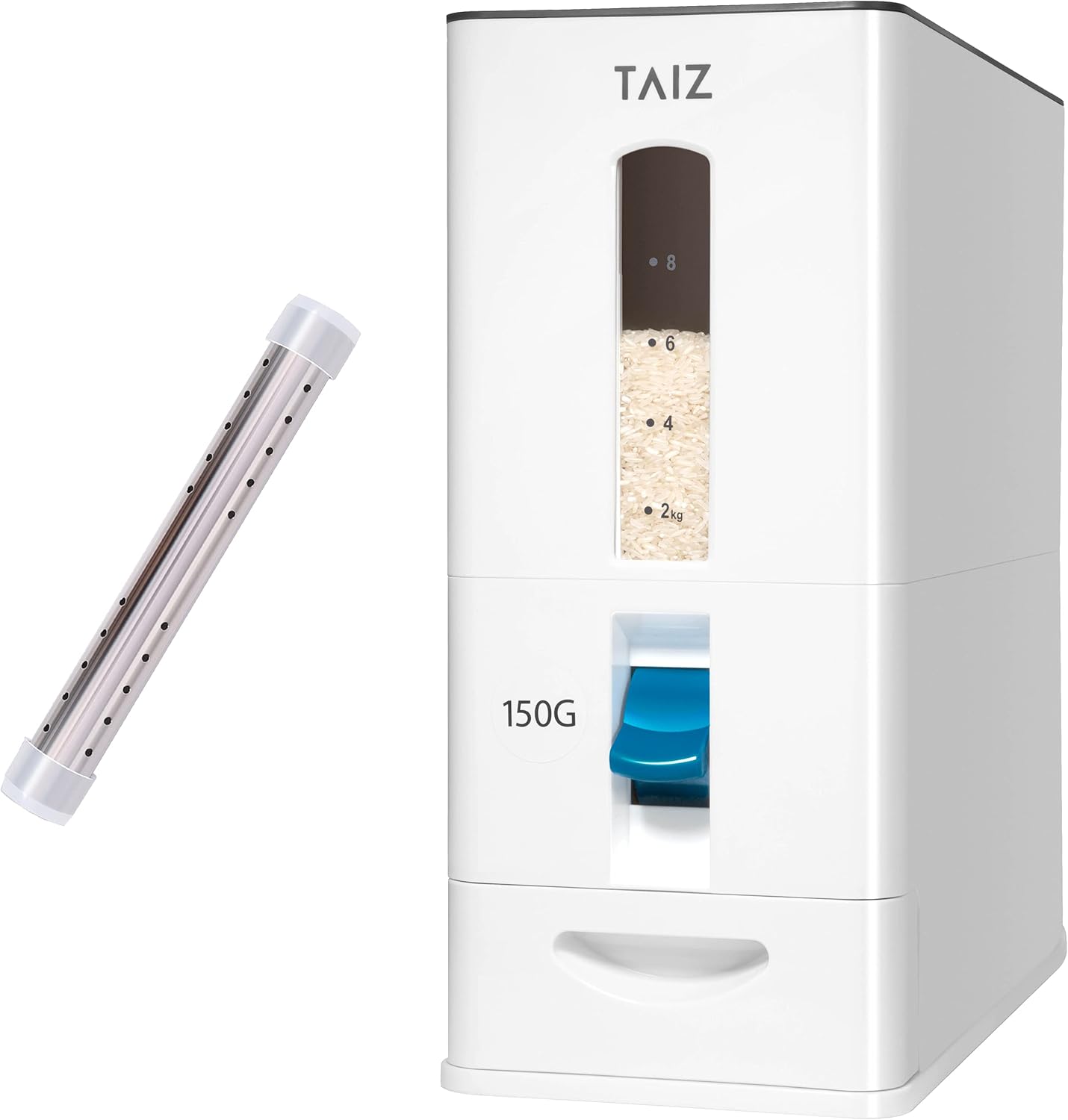 Taiz Rice Dispenser 25 pounds - Rice storage container 25 lbs, Japanese rice container storage 25lbs | Rice Holder, Rice Box, Kitchen Rice Storage Dispenser - Large Grain Dispenser MAX 26 lbs Capacity Pack of 2