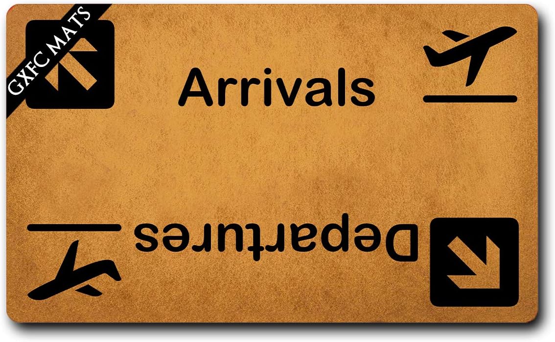 GXFC Welcome Mat with Rubber Back Arrivals & Departures Cute Airplane Door matsFunny Doormat for Entrance Way Monogram Mats for Front Door Mat No Slip Kitchen Rugs and Mats 30