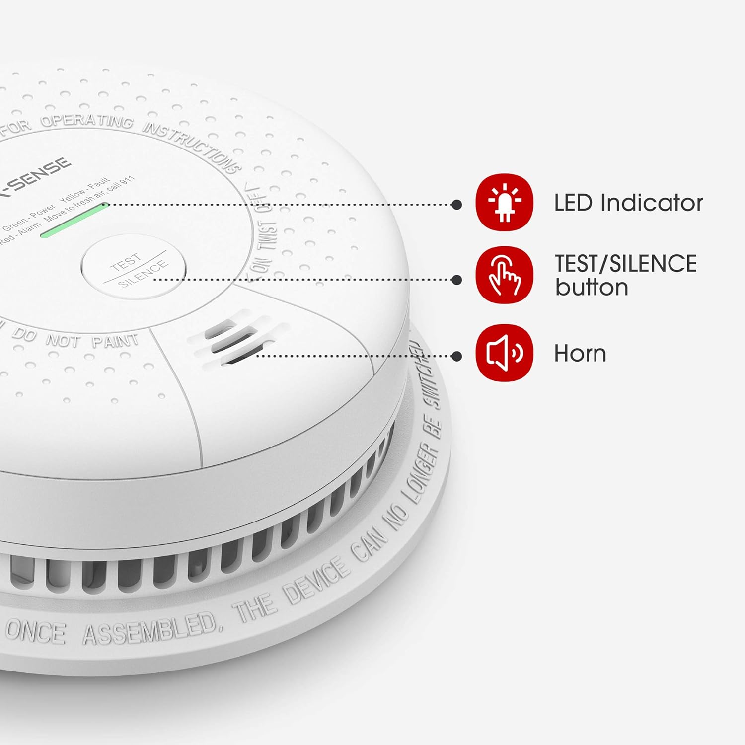 X-Sense Smoke Detector Alarm (Not Hardwired), 10-Year Lithium Battery Fire Alarm with Photoelectric Sensor, Compliant with UL 217 Standard, Auto-Check & Silence Button, SD03 (6-Pack)