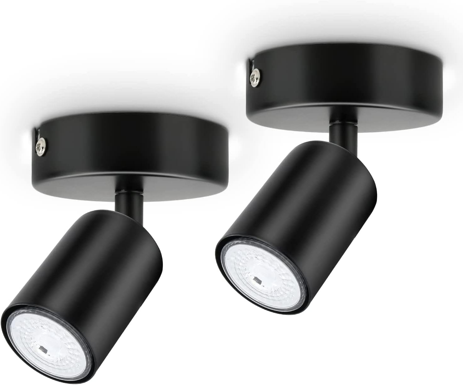 Wall Light, Spotlight Indoor in Matt Black Adjustable Spot Light with GU10 Socket LED 6W Compatible Industrial Ceiling Wall Spot Light 2 Pack for Kitchen Lounge Bedroom Dining Room