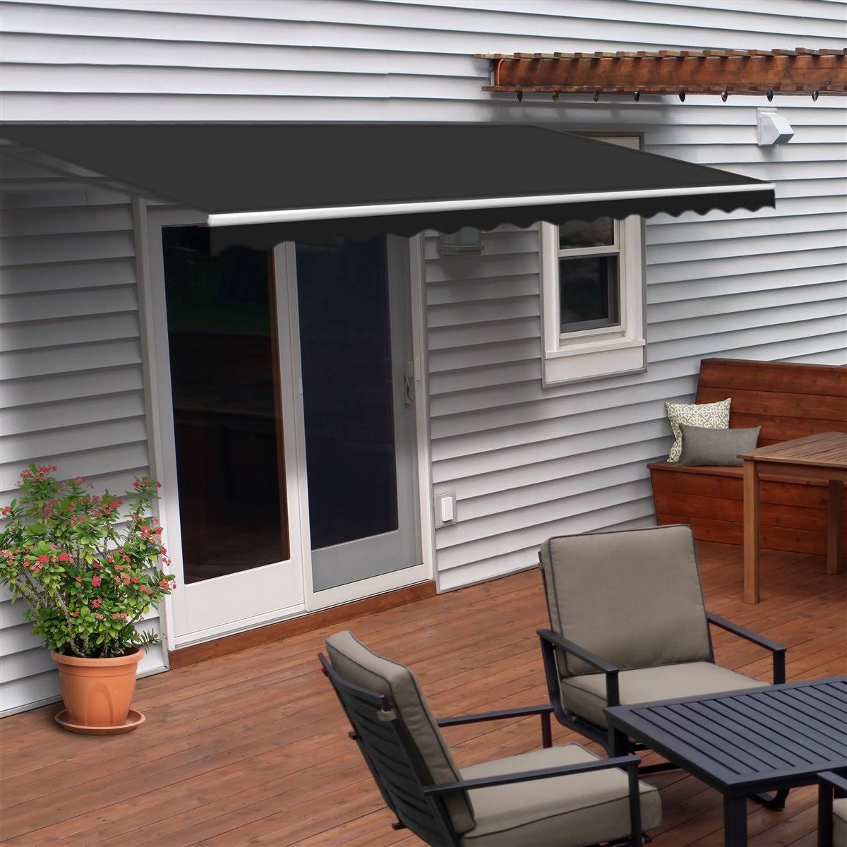 Aleko Motorized Retractable Patio Awning - 13x10 Feet - Black