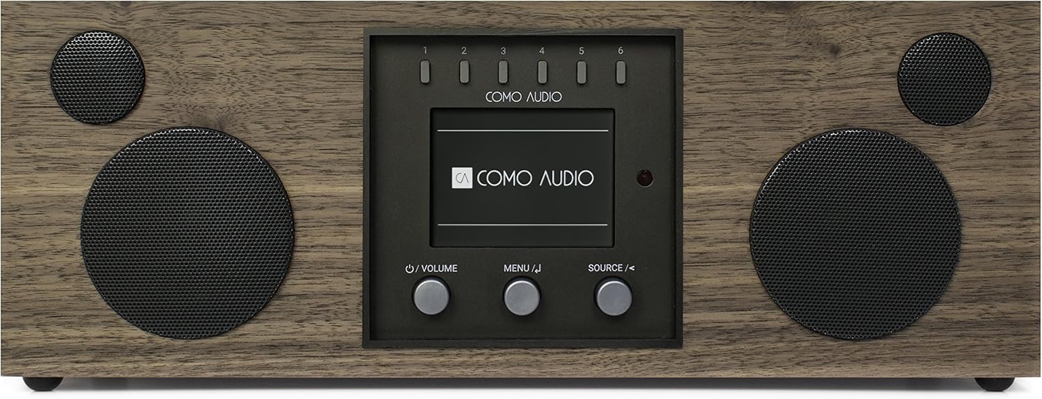 Como Audio Duetto Wireless Speaker - Hand-Crafted Veneer Cabinets - One Touch Streaming, Internet Radio, Bluetooth, Wi-Fi - Piano Black