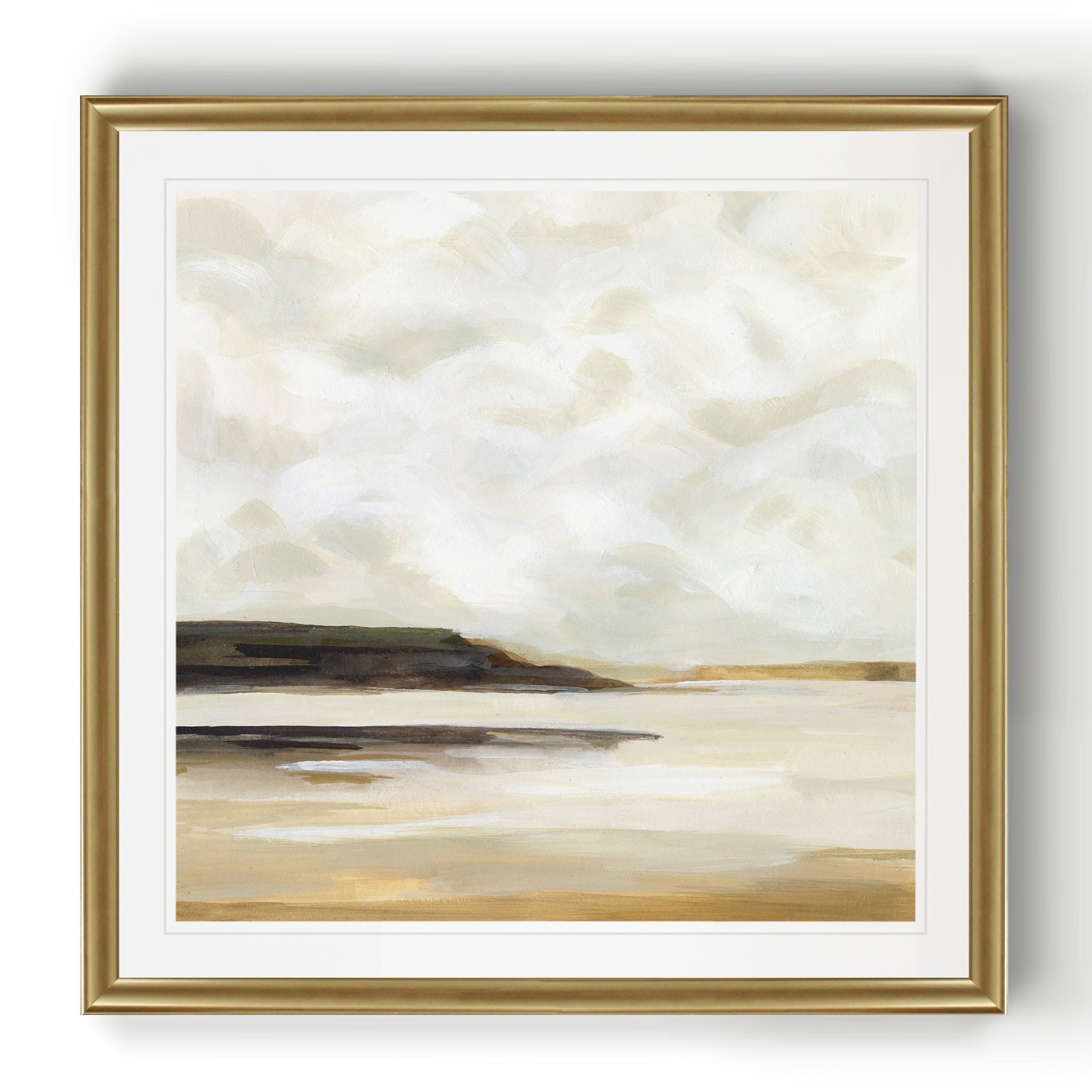 Cloudy Coast I -Black Framed Print - 18 x 18 Black