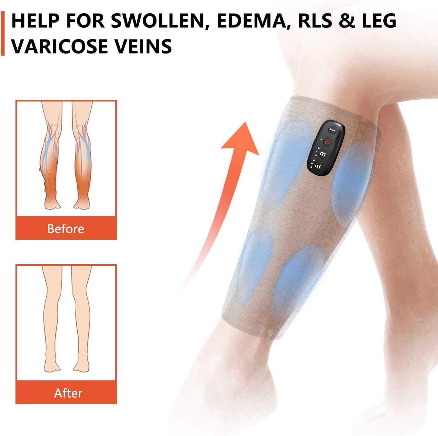 CINCOM Rechargeable Leg Massager, Wireless Air Compression Calf Massager for Circulation and Muscles Relaxation ( Single) Pack of 2