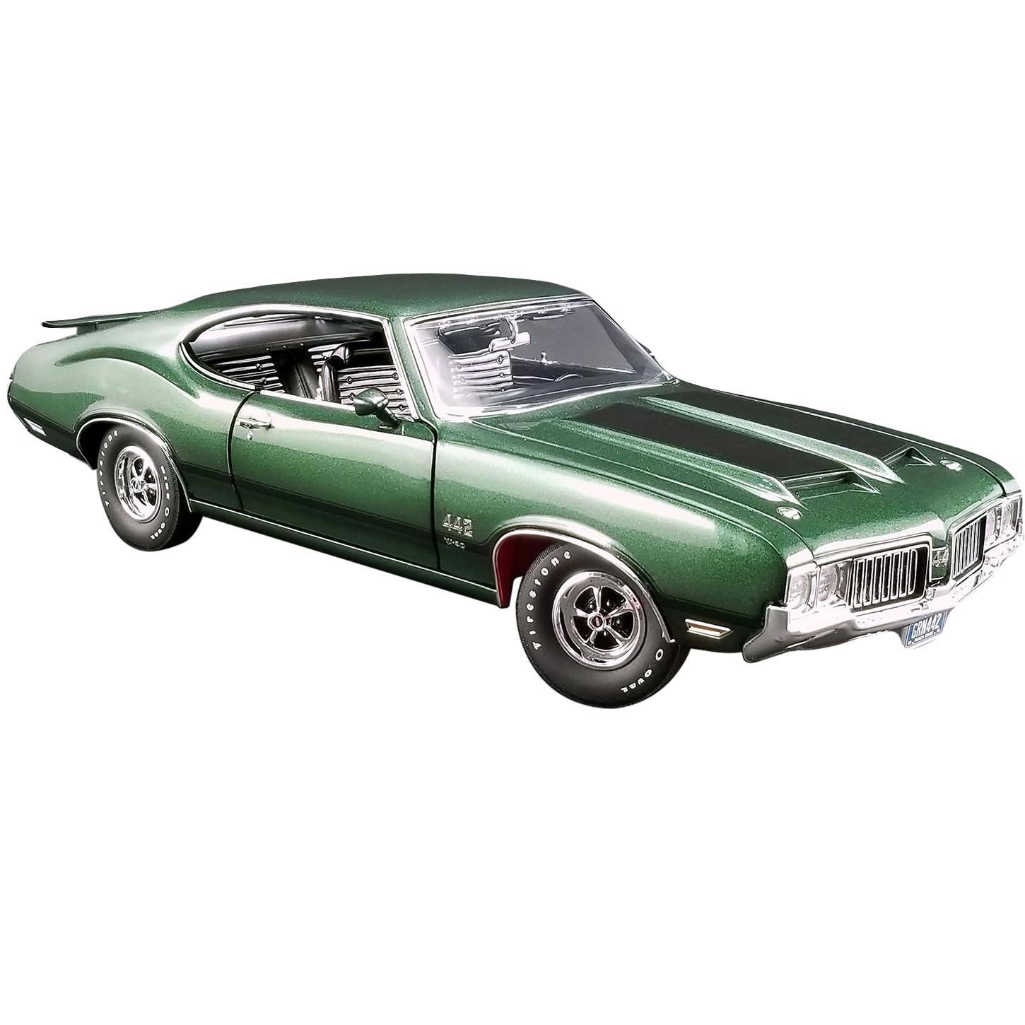 1970 Oldsmobile 442 W-30 Sherwood Green Metallic w/Black Stripes Limited Edition to 360 Pcs 1/18 Diecast Car by Acme