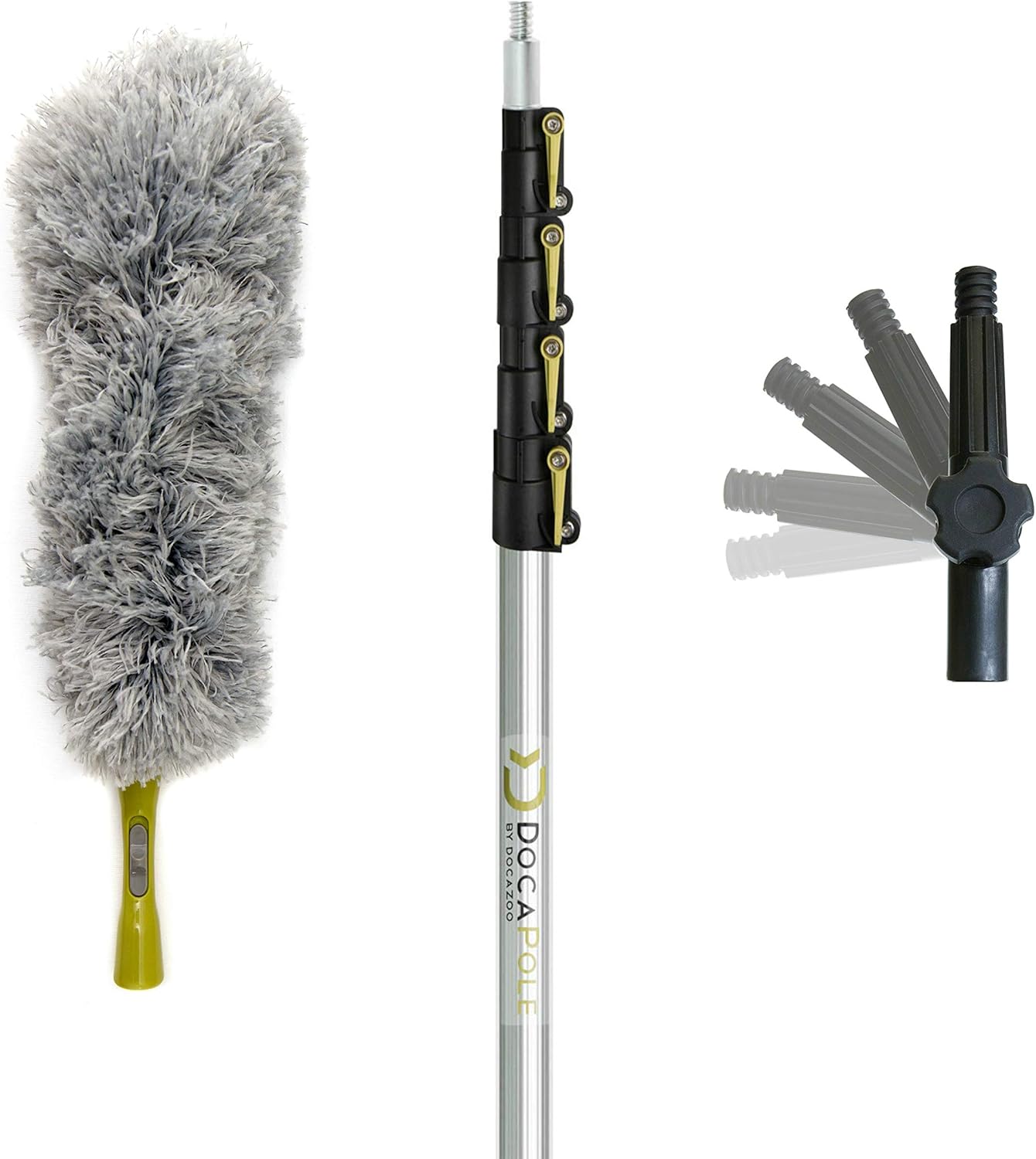 DocaPole Dusting Kit with 6 to 24 ft Telescopic Pole and Microfiber Feather Duster Pack of 2