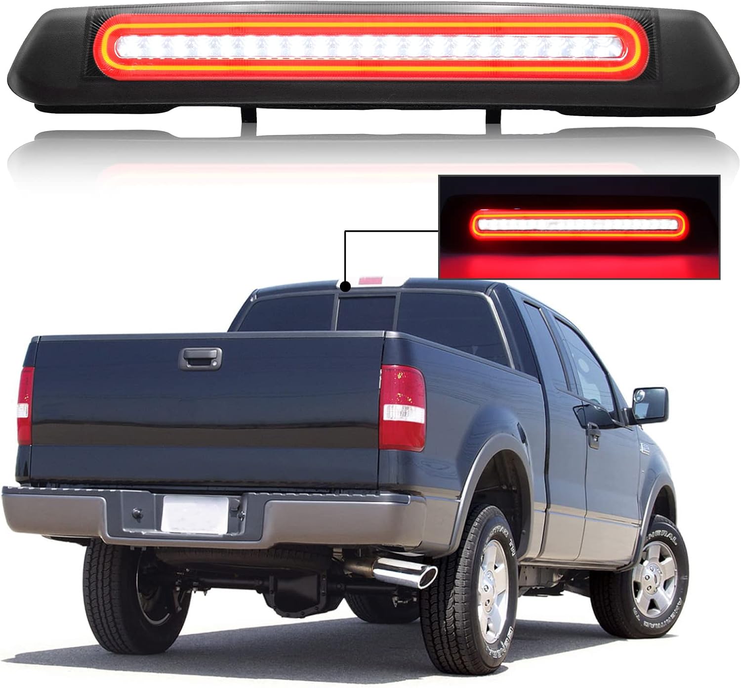 LED 3rd Brake Light, High Mount Stop Light for F150 2004-2008, 2007-2010 Explorer Sport Trac, 2006-2008 Mark LT High Mount third Stop Brake Light White Cargo Lamp, Smoked Lens