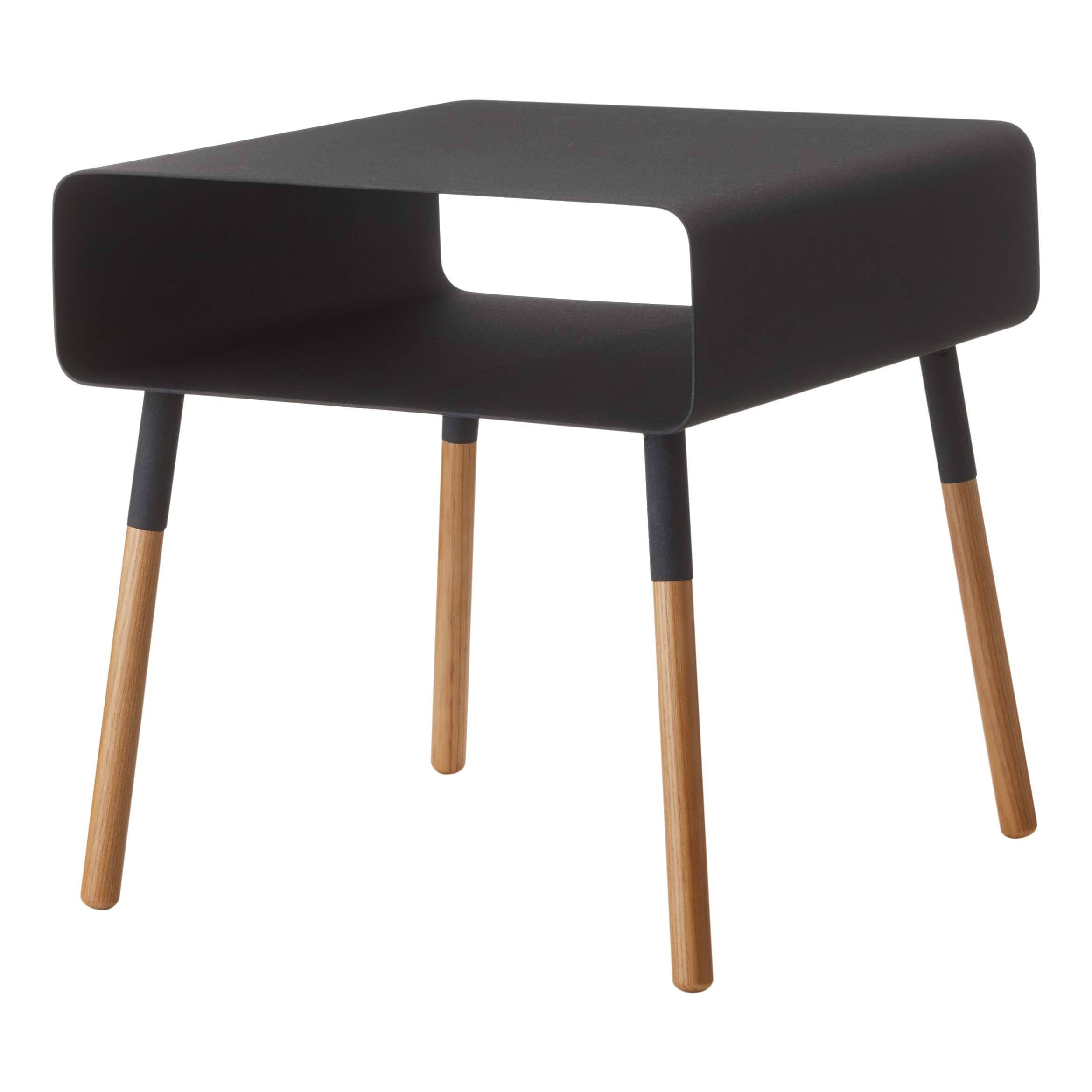 Yamazaki Home Plain Side Table with Storage Shelf - Black
