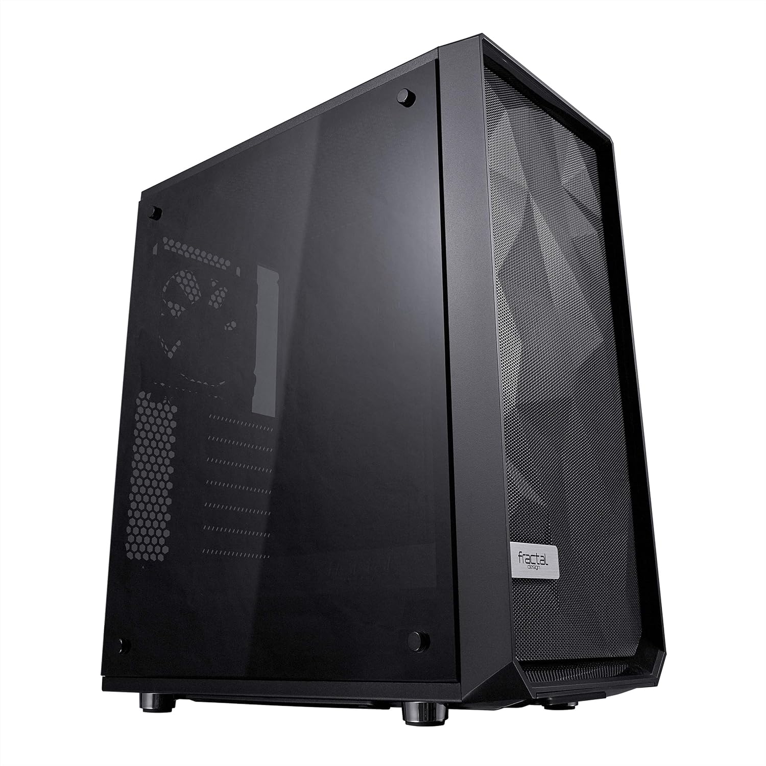 Fractal Design Meshify C - Compact Mid Tower Computer Case - Open ATX Layout- High Performance Airflow/Cooling - 2x Fans included - PSU Shroud - Modular interior - Water-cooling ready - USB3.0 - Black