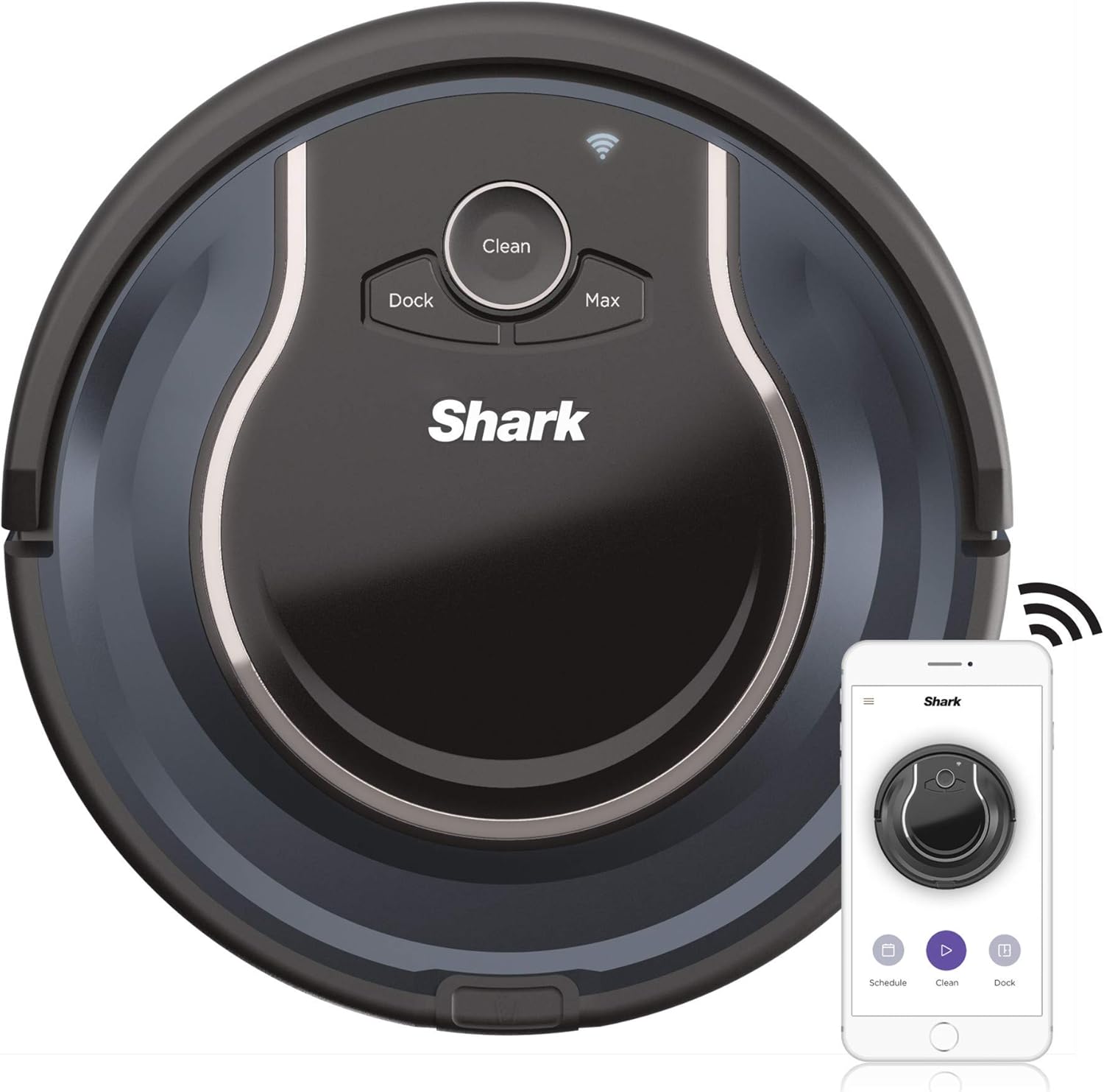 Shark ION Robot App-Controlled Robot Vacuum, RV761 - Black/Navy Blue (Renewed)